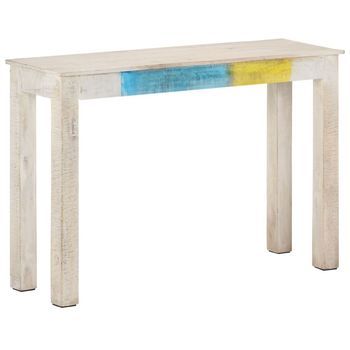 Mesa Consola De Madera De Mango Rugosa Blanca 115x35x77 Cm Vidaxl