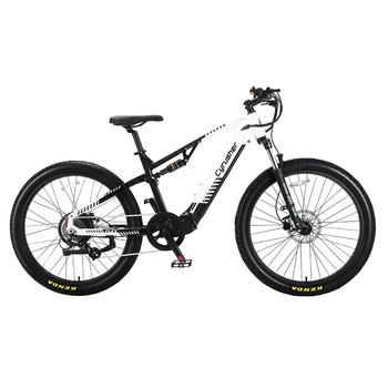 Bicicleta De Montaña Eléctrica Cyrusher Flex, Sistema De Doble Sensor, Batería Lg De 48 V Y 15 Ah, Blanca