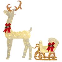 outsunny reno con trineo luminoso decoracion de navidad con 170 led blanco calido para interior exterior jardin 59x29x118 cm   aosom espana