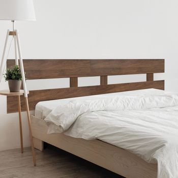 Dhome Cabecero Nogal 180cm Dual Horizontal Estilo Valla Madera Reciclada Dm Herrajes Incluidos (180cm Dual Horizontal Valla, Nogal)