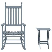 silla mecedora con mesa plegable madera maciza de alamo gris vidaxl