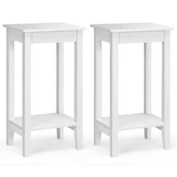 Costway Juego de 1/2 Mesita Auxiliar Mesilla de Sofá de 2 Niveles Mesa Rectangular Estrecha Compacta para Salón Dormitorio 40,5 x 29,5 x 73,5 cm