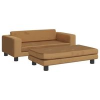 sofa para ninos con reposapies terciopelo marron 100x50x30 cm vidaxl