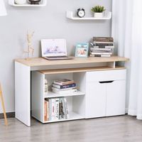 escritorio esquinero con estanteria tablero reversible de 140 cm madera y blanco