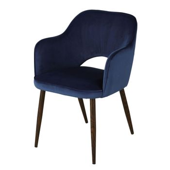Silla con reposabrazos de terciopelo azul noche