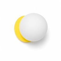 aplique de pared mate metal amarillo y vidrio blanco d15 cm