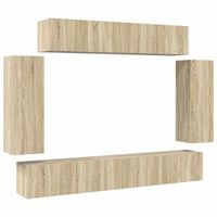 set muebles de salon tv 6 pzas madera ingenieria roble sonoma vidaxl
