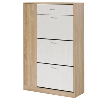 Zapatero 84x30x132cm madera natural y blanco