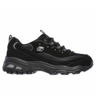 Skechers para mujer. 11930 Zapatillas de piel D'Lites-Biggest Fan negro (38), 3 a 5cm, Cordones, Casual