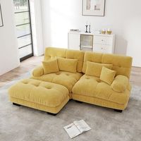 sofa esquinero cloud salon chenille con 2 cojines lumbares y 2 decorativos acolchado amplios reposabrazos chaise longue amarillo