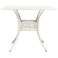 mesa de jardin  mesa de exterior aluminio fundido blanco 90x90x73 cm