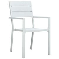 pack 4 uds sillas de jardin  silla de exterior  sillon hdpe aspecto de madera blanco