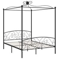 cama de matrimonio  cama de adulto  estructura de cama con dosel metal negro 160x200 cm