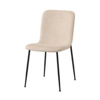 silla de comedor corduroy  terciopelo de pana beige  patas de metal negro  estilo diseno
