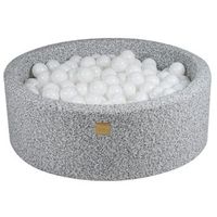 meowbaby piscina de bolas round seca para ninos boucle gris melange  blanco 200 pcs 90x30cm