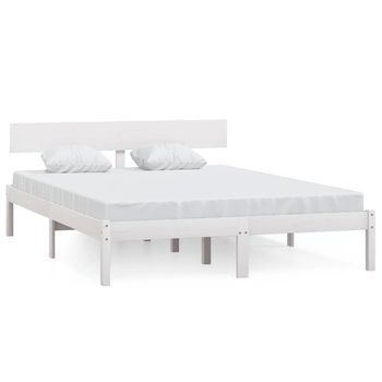 Cama Matrimonial | Cama Para Adultos | Estructura Cama Madera Pino Pequeña Individual Blanca 120x190cm