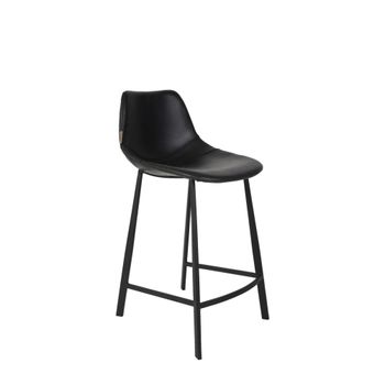 Taburete alto de cuero negro