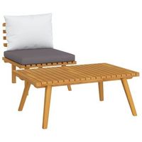 conjunto muebles de jardin 2 uds  mesa y sillas con cojines madera maciza acacia
