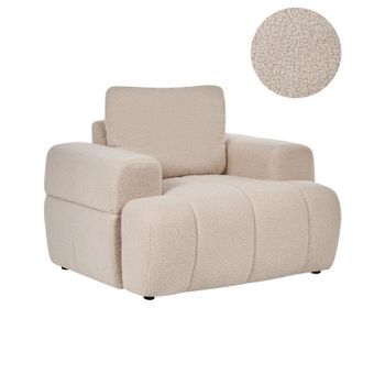 Sillón Tapizado En Bouclé Con Reposabrazos Estilo Japandi Moderno Beige Narilla