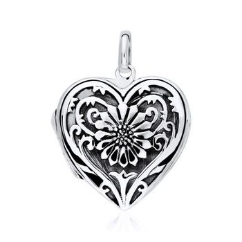 Relicario corazón genciana de plata 925 grabable