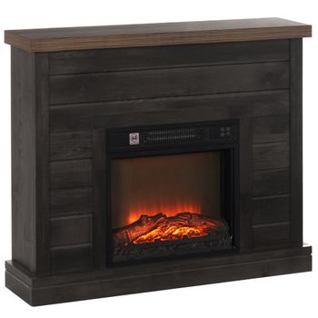 HOMCOM Chimenea Eléctrica 1800W con Efecto de Llama Mando a Distancia Temporizador Semanal para Sala 30 m² Gris Oscuro   Aosom España