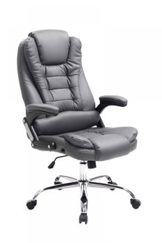 Silla de oficina giratoria regulable en simil cuero gris