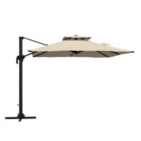 outsunny sombrilla jardin giratoria doble techo aluminio poste 360 300x300 cm   aosom espana