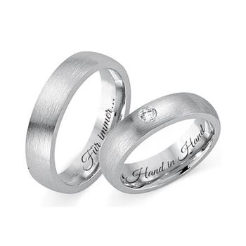 Alianzas 8 quilates oro blanco con diamante