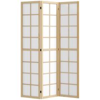 homcom biombo plegable de 3 paneles separador de ambientes para sala de estar dormitorio y oficina 120x170 cm madera y blanco