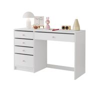 escritorio infantil 120x45x74 cm - 5 cajones con tiradores ceramica rosa - blanco