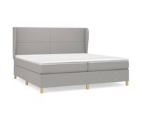 cama box spring con colchon tela gris claro 200x200 cm liso con clavos