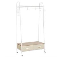 perchero metalico con ruedas 99x47x185cm blanco y beige