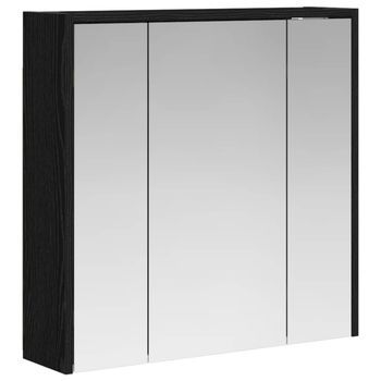 Armario Con Espejo De Baño | Mueble De Baño Roble Negro 63,5 X 16 X 62,5 Cm