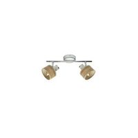 regleta nando 2xe14 cromo-blancomadera clara focos orientables 16x365x10 cm