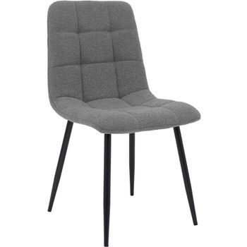 Silla De Comedor Antibes Tejido De Peluche Tela Gris 55x45x84 Cm Clp