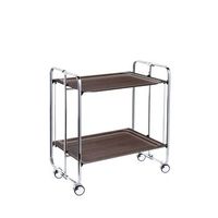 carrito auxiliar plegable bauhaus cromado con ruedas  2 niveles y 4 posicioneswengue