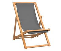 vidaxl silla de playa plegable madera maciza de teca gris