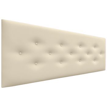 Dhome Cabecero De Polipiel Con 3 Hileras Intercaladas De Botones Cabezal Tapizado Cama Lujo (vainilla, 135cm)