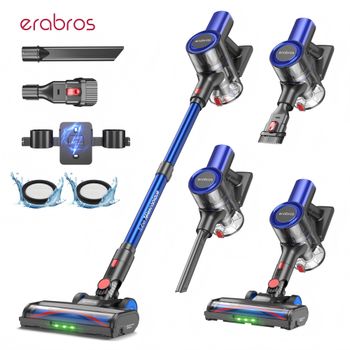 Aspiradora Inalámbrica Erabros EV2 450W 55Kpa, Alta Potencia de Succión, Aspiradora de Mano Inteligente para el Hogar, Pantalla LED, para Pisos y Alfombras
