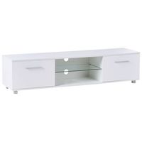 mueble tv moderno con puertas gestion de cables con led patas de metal mdf blanco banff