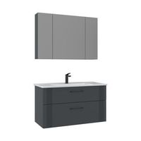 conjunto de mueble de lavabo con espejo 2 piezas  - 100 x 45 x 55 cm - antracita mate