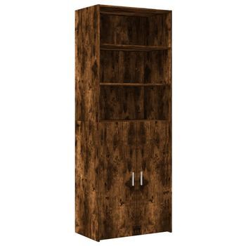 Aparador Alto Madera De Ingeniería Roble Ahumado 70x42,5x185 Cm Vidaxl