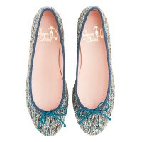 bailarina plana tejido tweed azul - modelo chanel