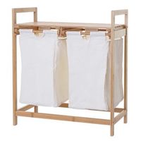 cesto para la ropa clasificador de ropa de bambu 2 compartimentos 74x64x33cm 70l blanco 040001293
