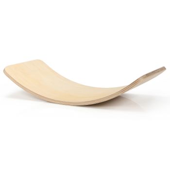 Costway Tabla de Equilibrio de Madera Tabla Curvada para Yoga Entrenar y Terapias en Casa y en Clase Natural 90 x 39 x 19 cm