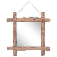 espejo de troncos de madera reciclada de teca natural 70x70 cm vidaxl
