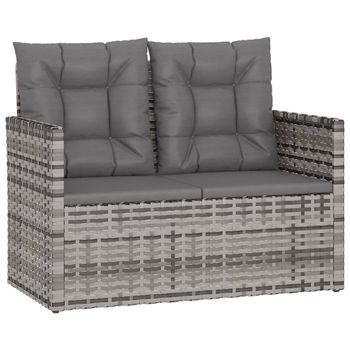 Banco De Jardín | Banco De Exterior | Silla De Jardín Con Cojines Ratán Sintético Gris 105 Cm