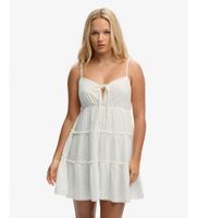 superdry para mujer w8012115a vestido mini escalonado de gasa blanco roto xxs casual sin mangas  tirantes