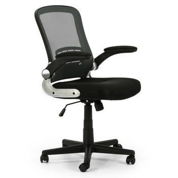 Sillón de oficina elevable y reclinable respaldo de rejilla, negro