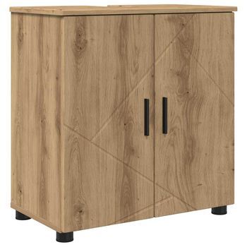Gabinete De Baño | Armario De Baño Con Puerta Roble Artesanal 61 X 35 X 64 Cm